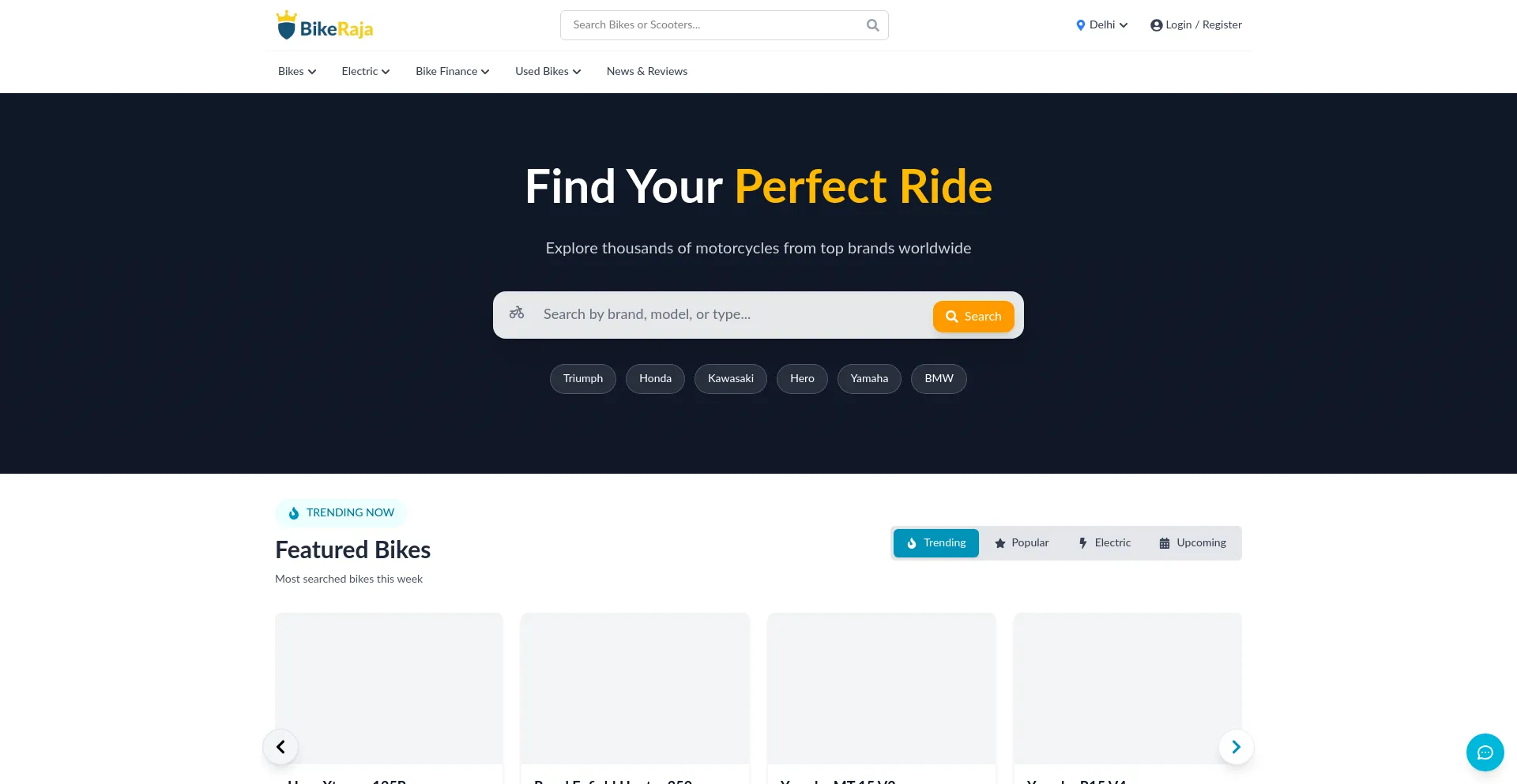 Website screenshot of Bikeraja.com