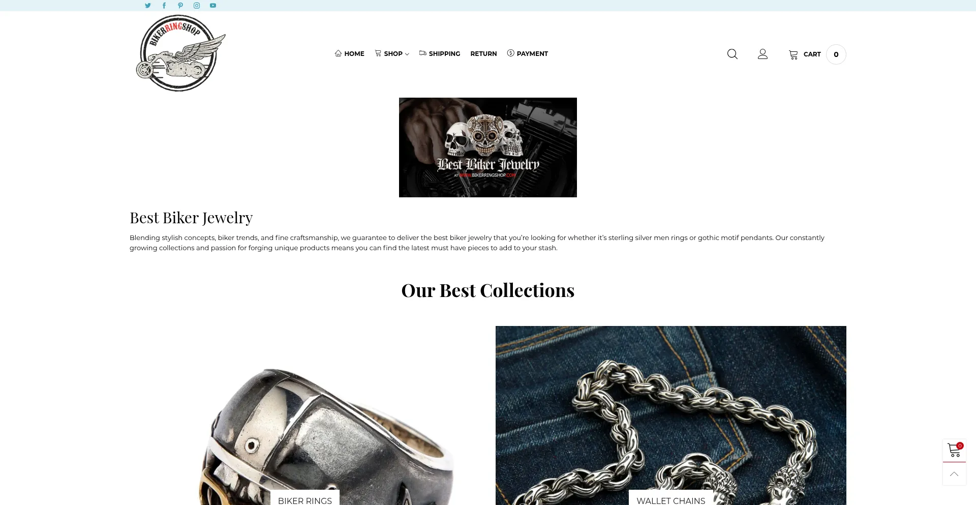 Website screenshot of Bikerringshop.com