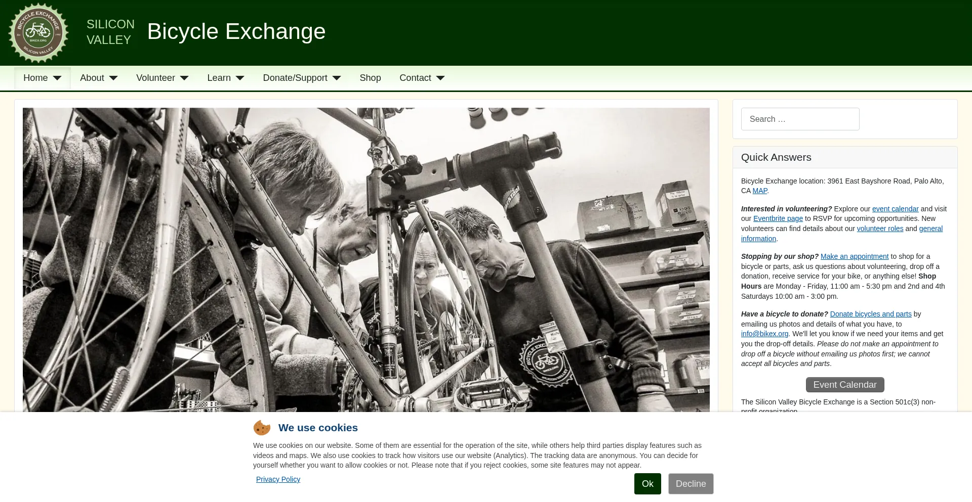 Website screenshot of Bikex.org
