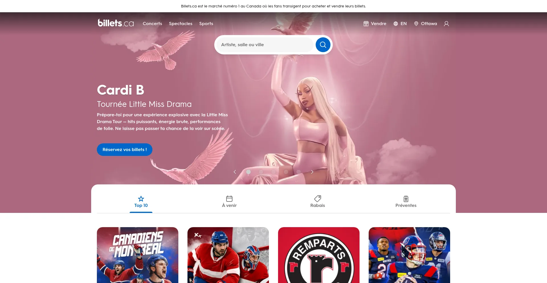 Billets.com Screenshot
