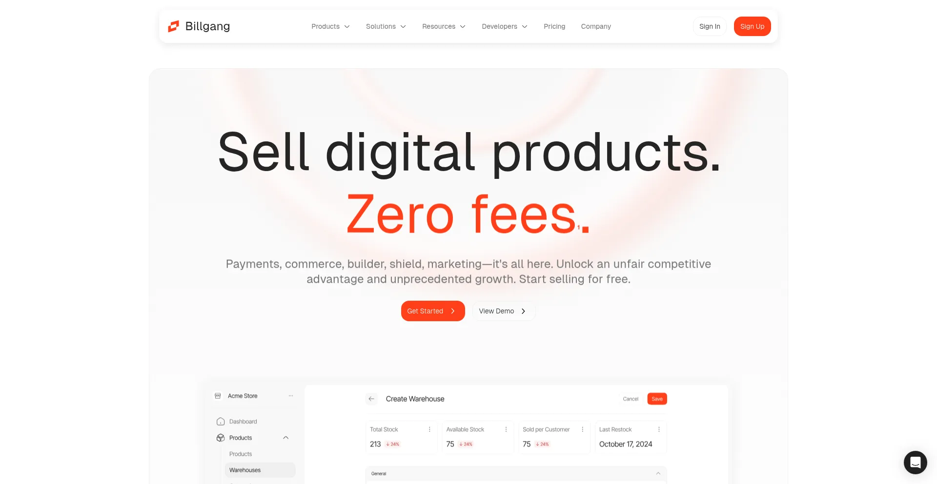 Website screenshot of Billgang.com
