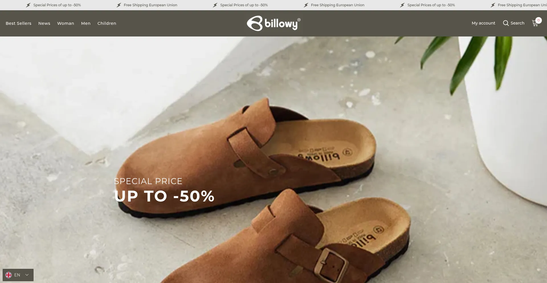 Website screenshot of Billowyshop.com