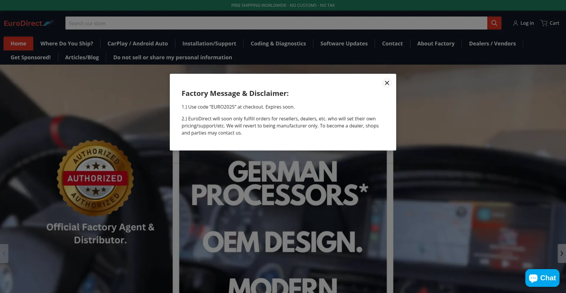 Website screenshot of Bimmerdirect.com