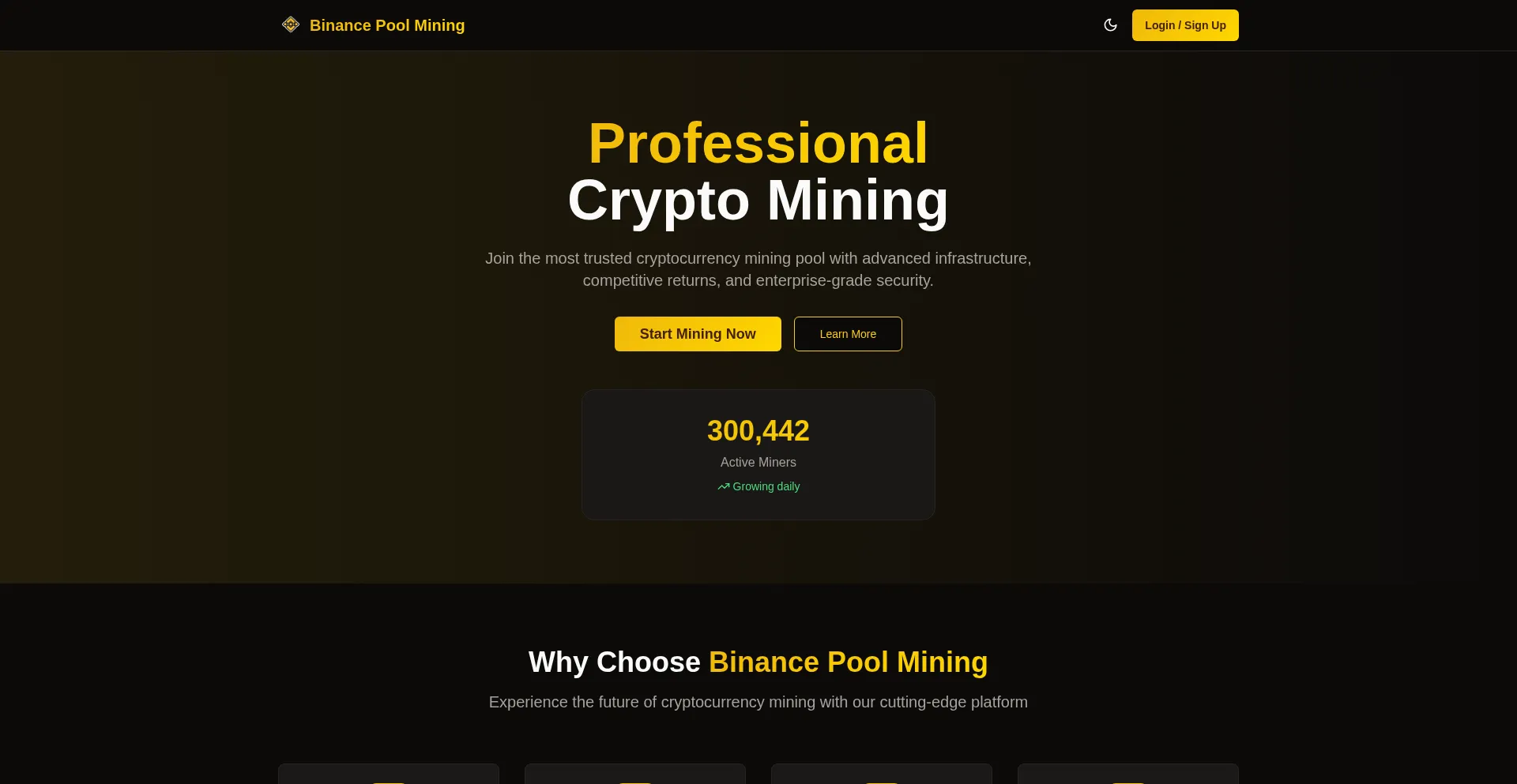 Website screenshot of Binanceminingpool.net