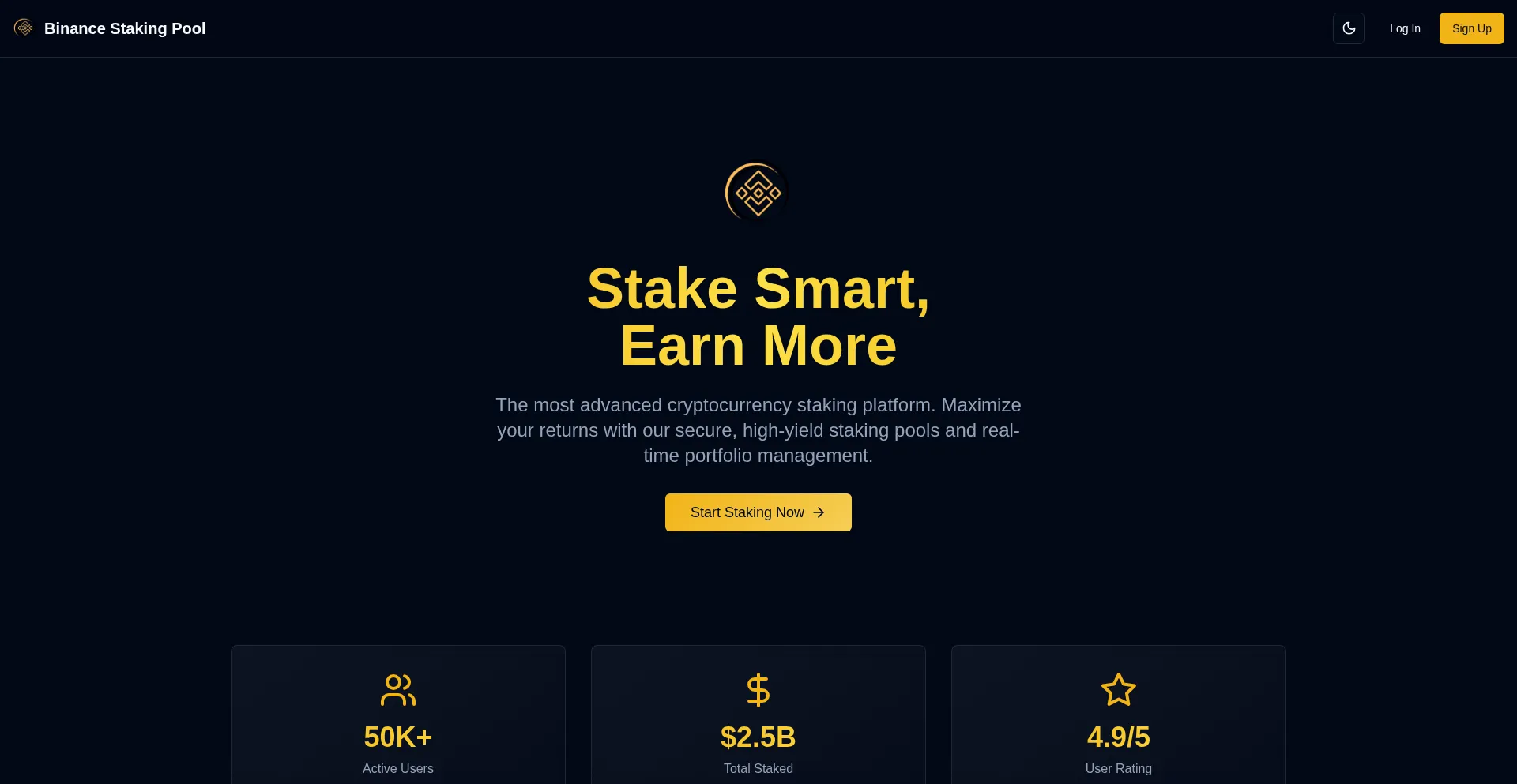 Website screenshot of Binancestakingpool.com