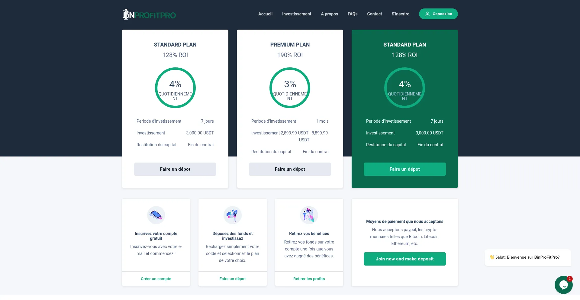 Website screenshot of Binprofitpro2.com