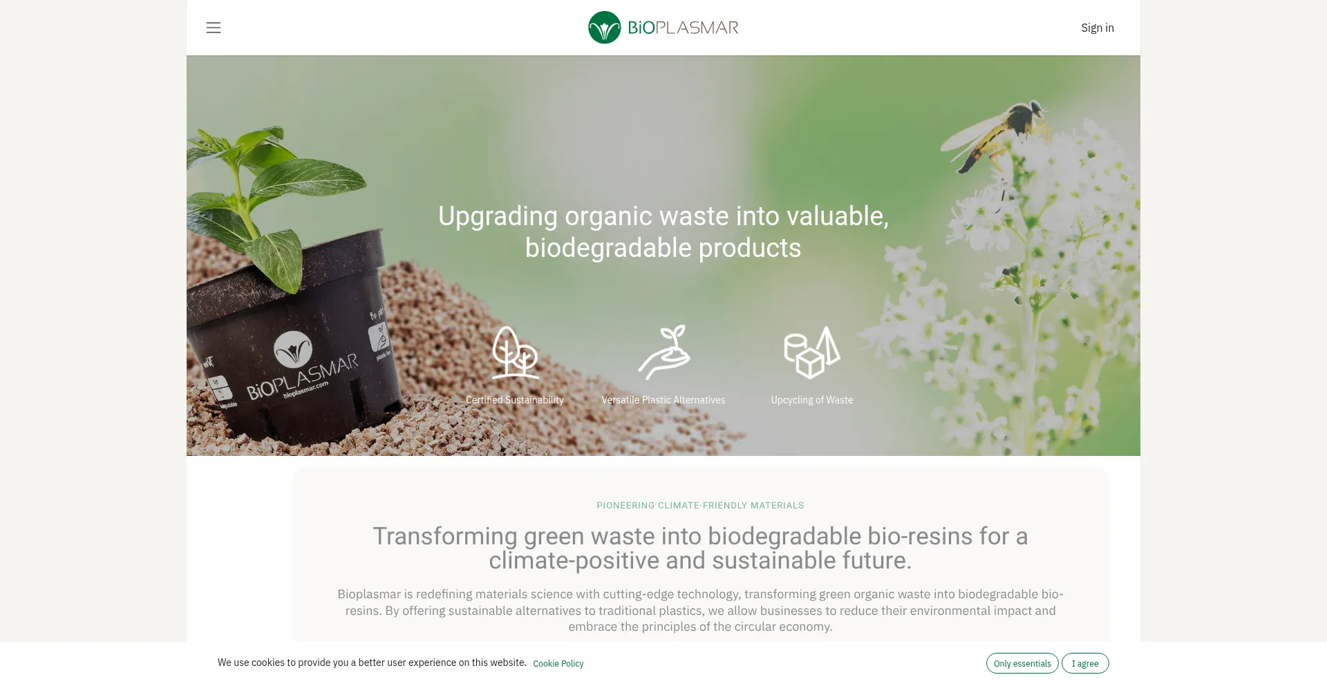 Website screenshot of Bioplasmar.com