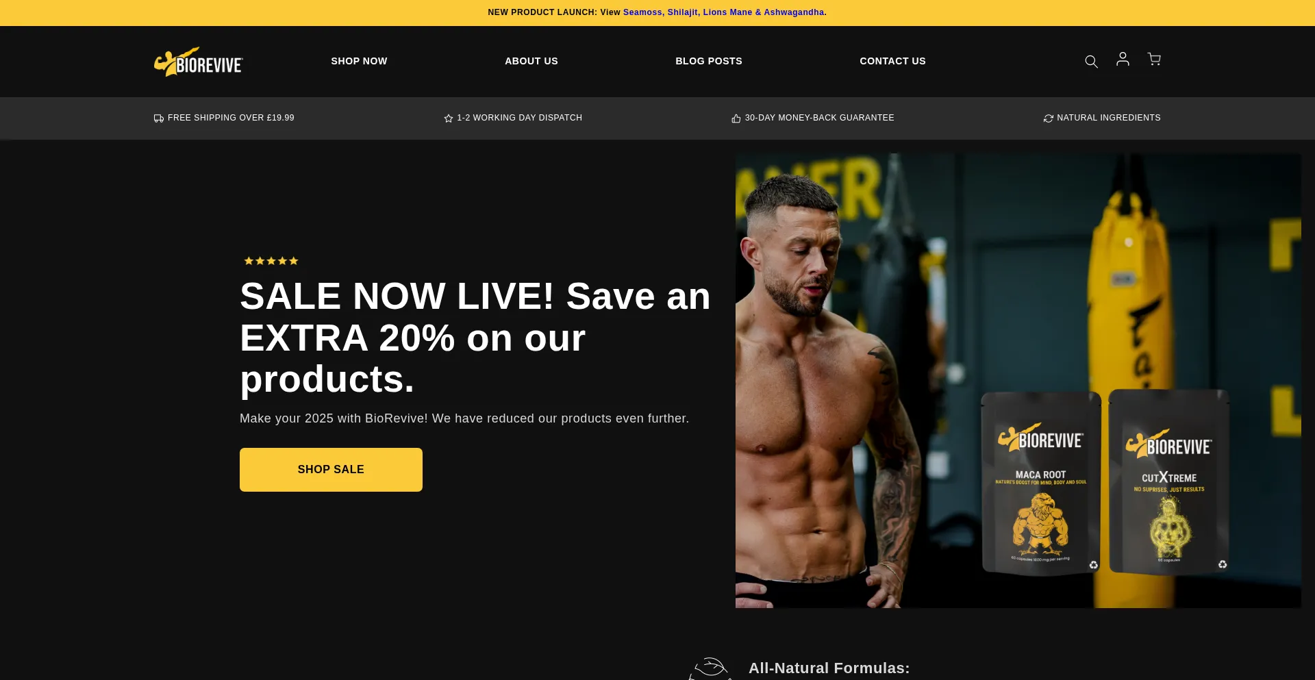 Website screenshot of Biorevive.co.uk