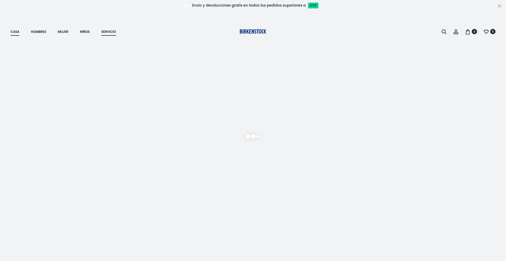 Website screenshot of Birkenstocks.es