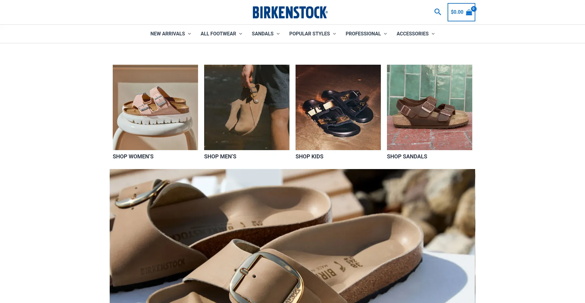 Website screenshot of Birkenstores.com