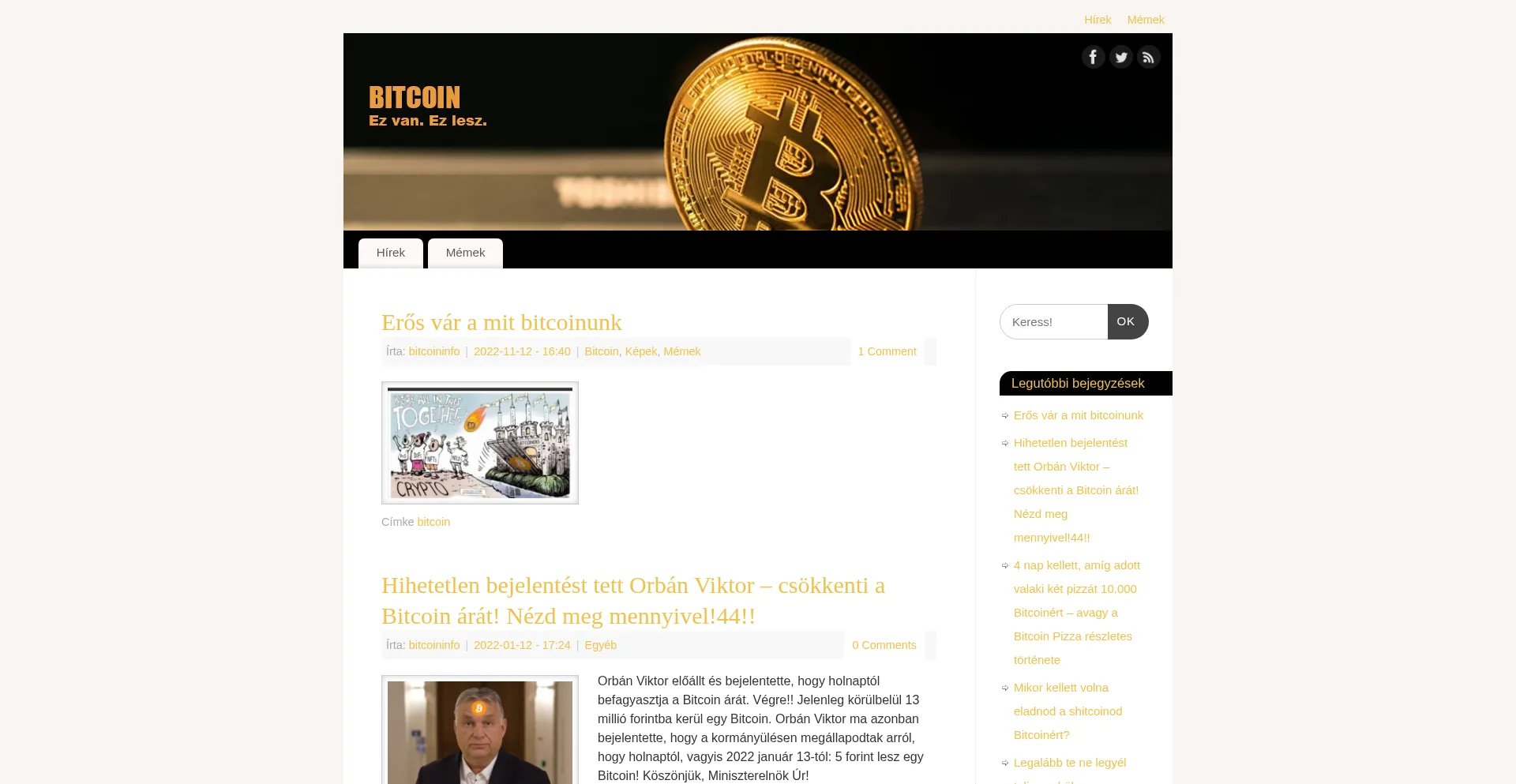 Website screenshot of Bitcoin-info.hu