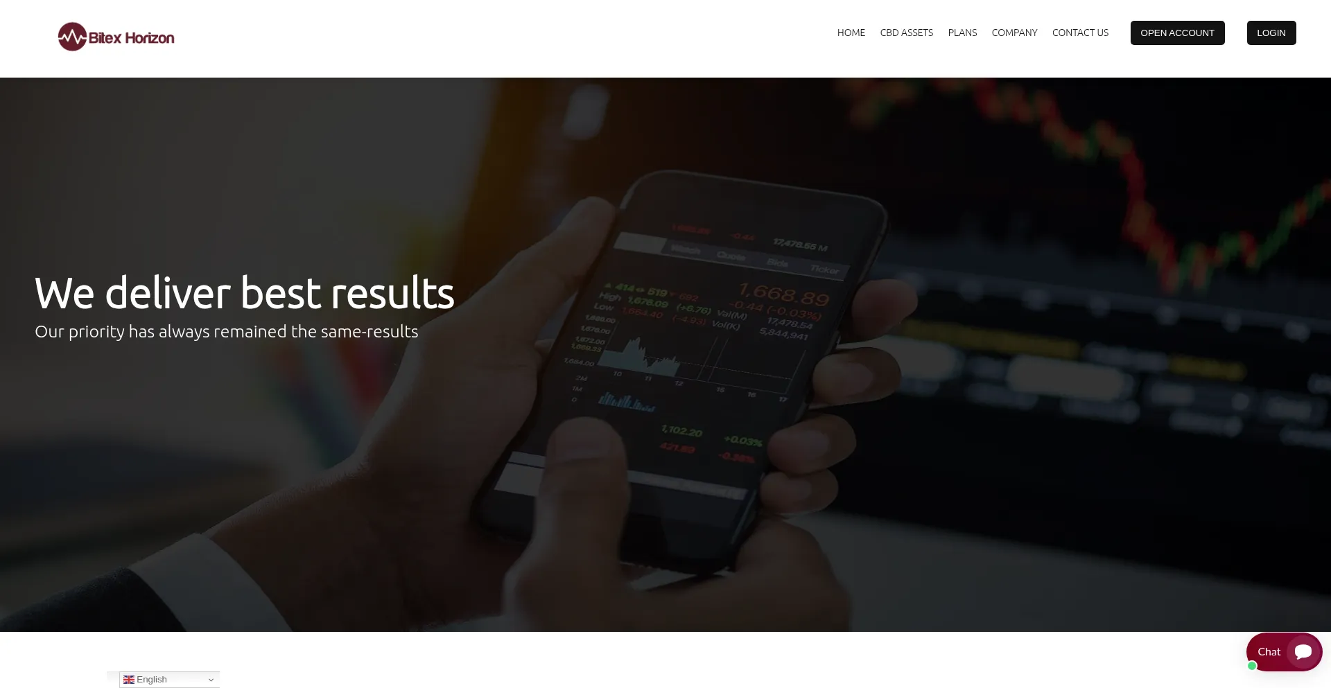 Website screenshot of Bitexhorizon.com
