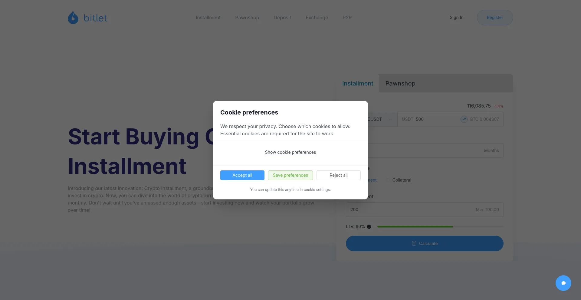 Bitlet.app Screenshot