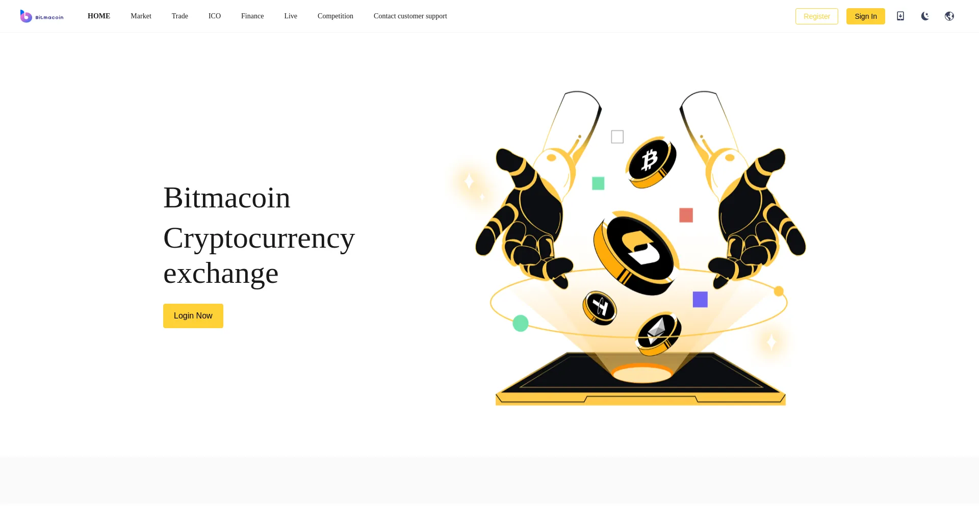 Website screenshot of Bitmacoin.com