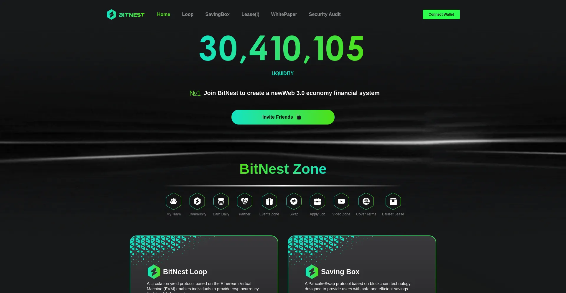 Website screenshot of Bitnest.finance