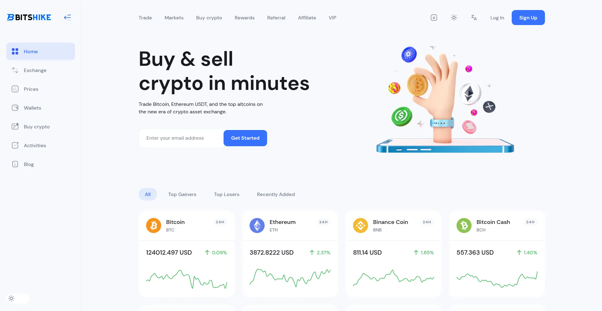 Website screenshot of Bitshike.com