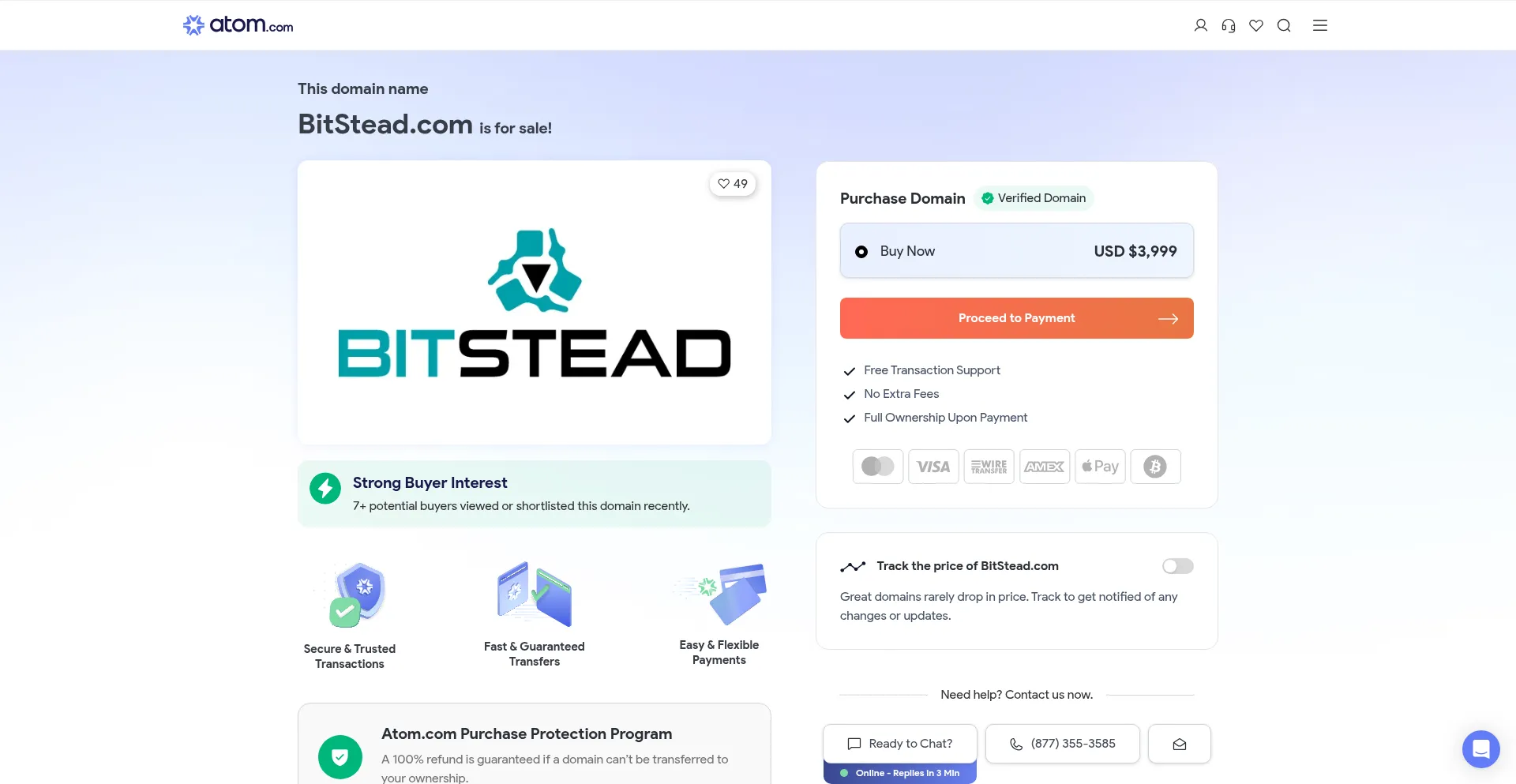 Website screenshot of Bitstead.com