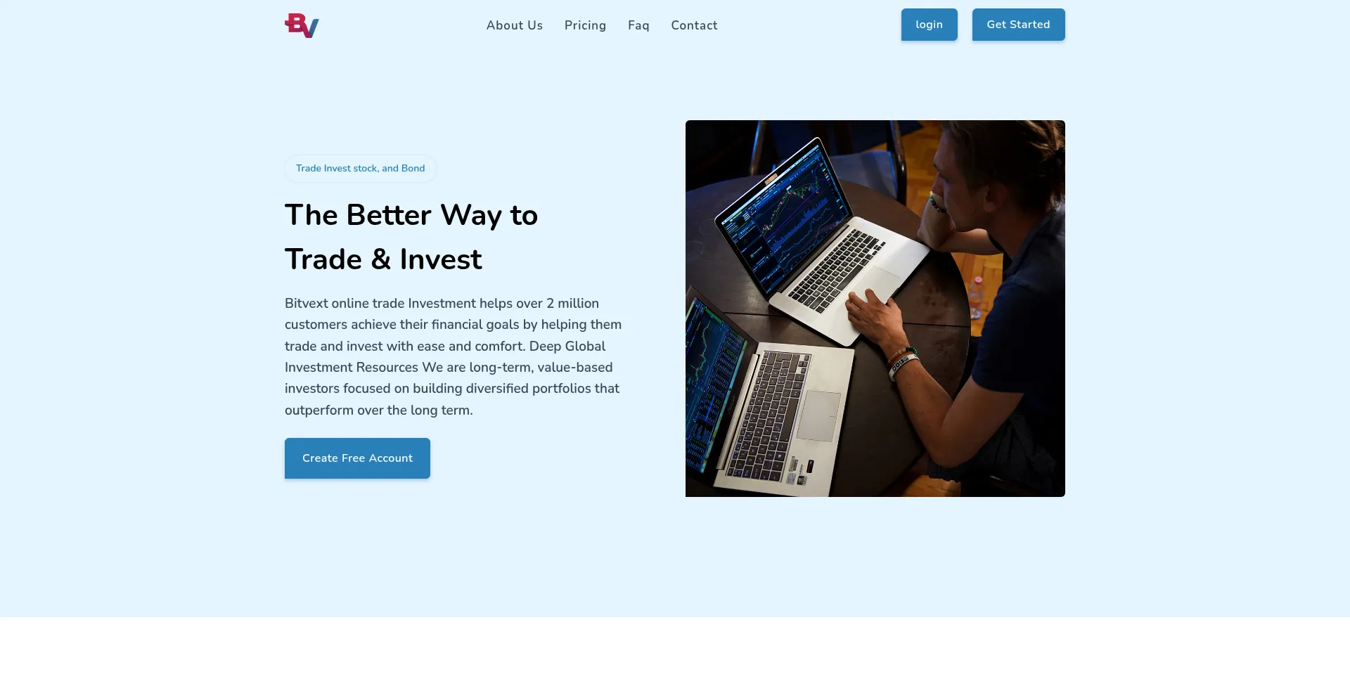 Website screenshot of Bitvext.com
