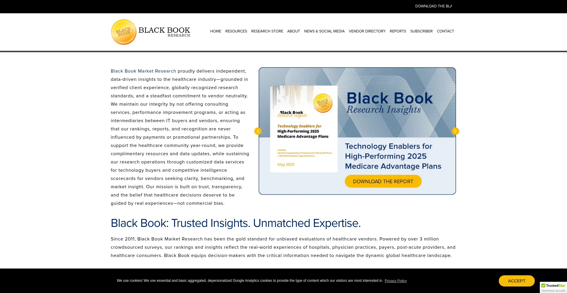 Website screenshot of Blackbookmarketresearch.com
