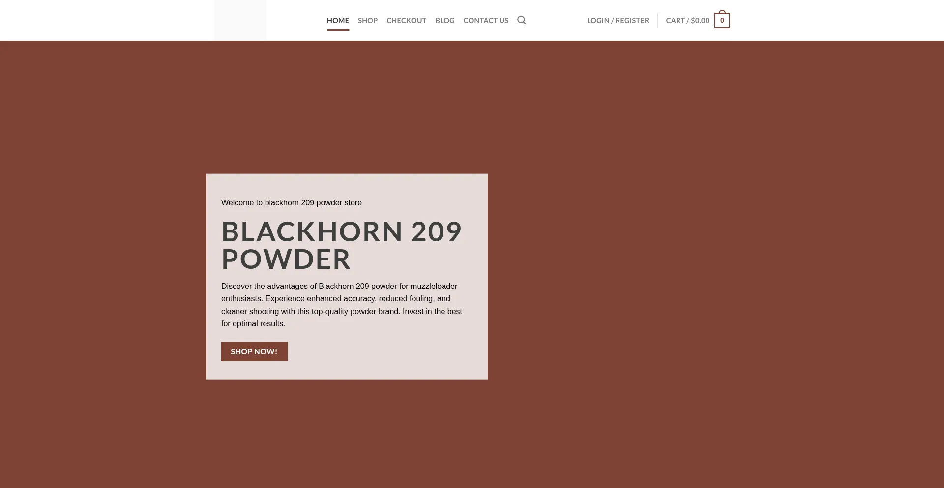 Website screenshot of Blackhorn209powderstore.com