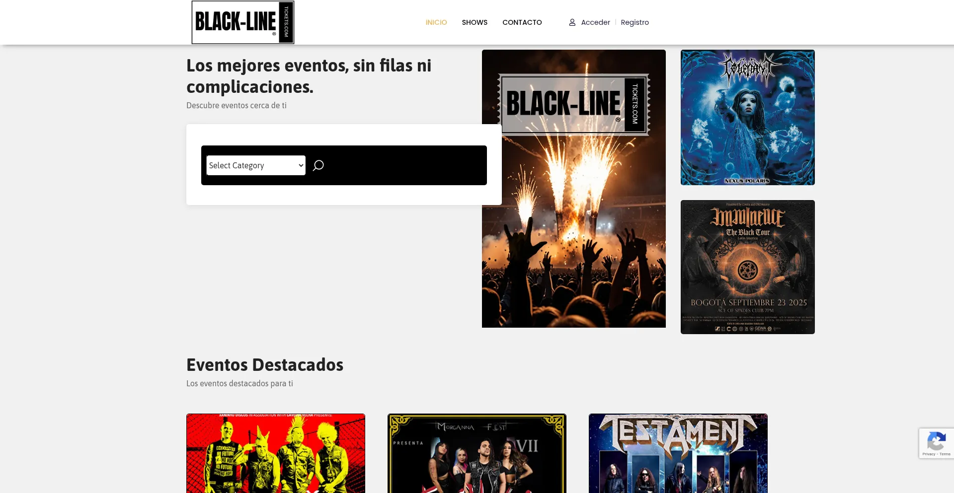 Website screenshot of Blackline-tickets.com