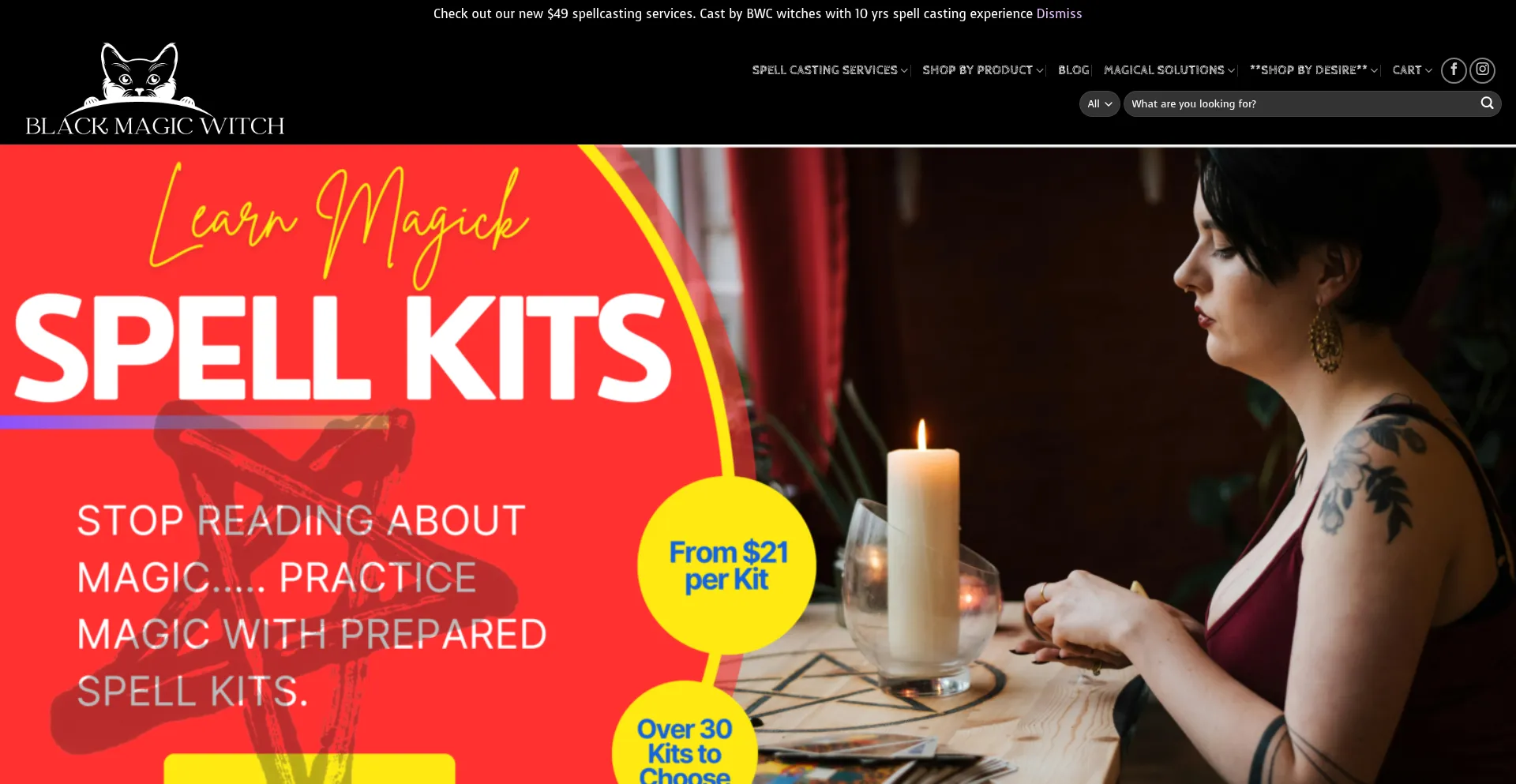 Website screenshot of Blackmagicwitch.com