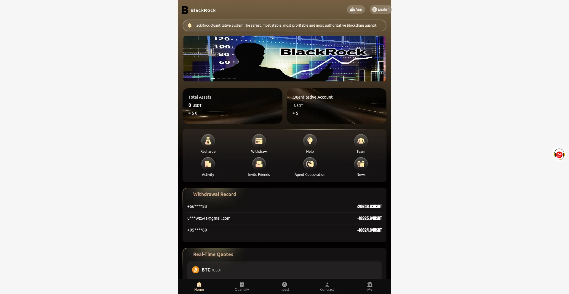 Website screenshot of Blackrockusd.cc