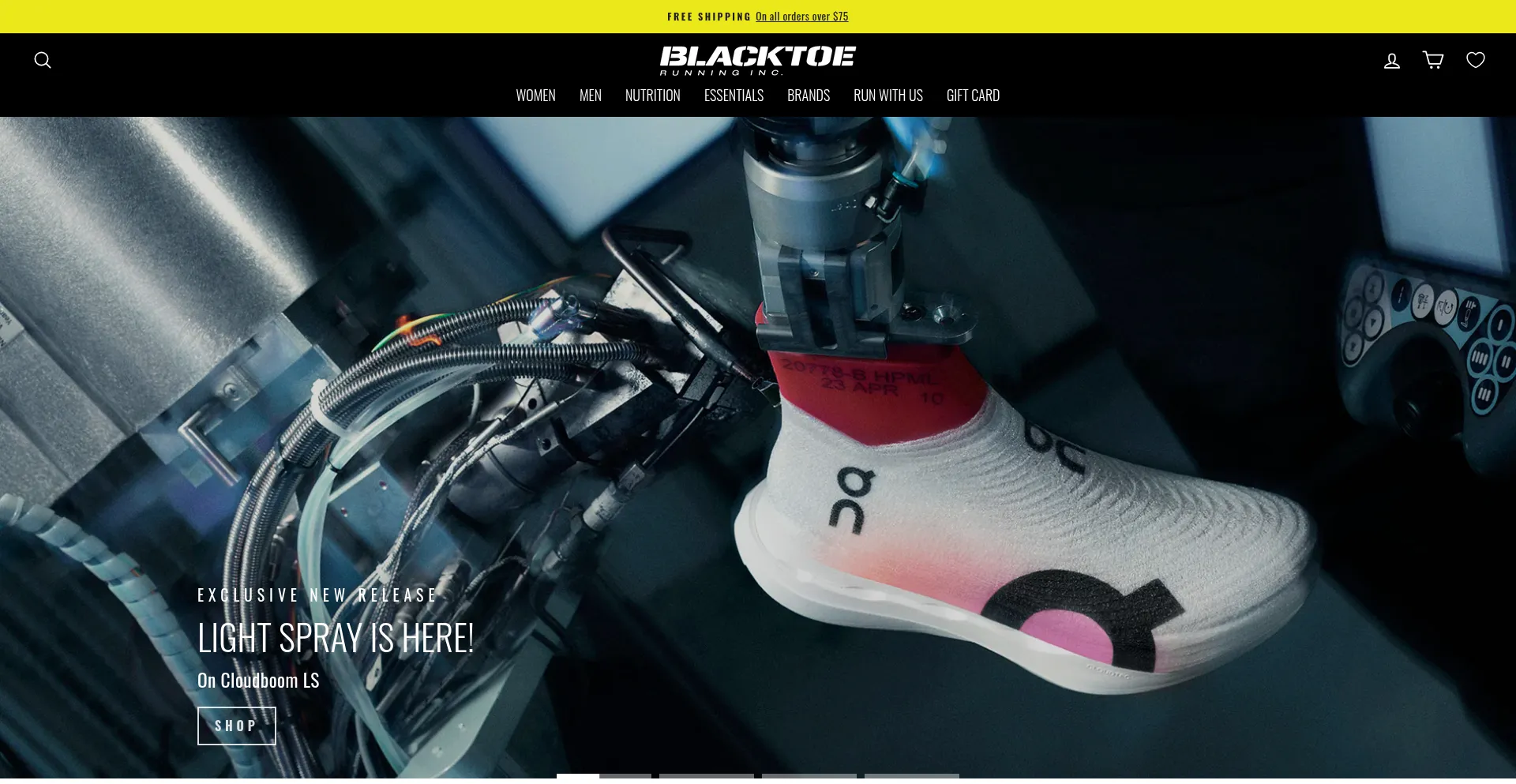 Website screenshot of Blacktoerunning.com
