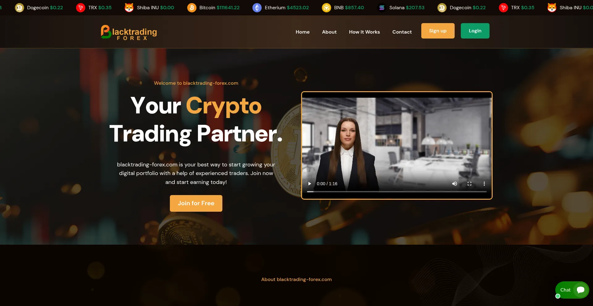 Website screenshot of Blacktrading-forex.com