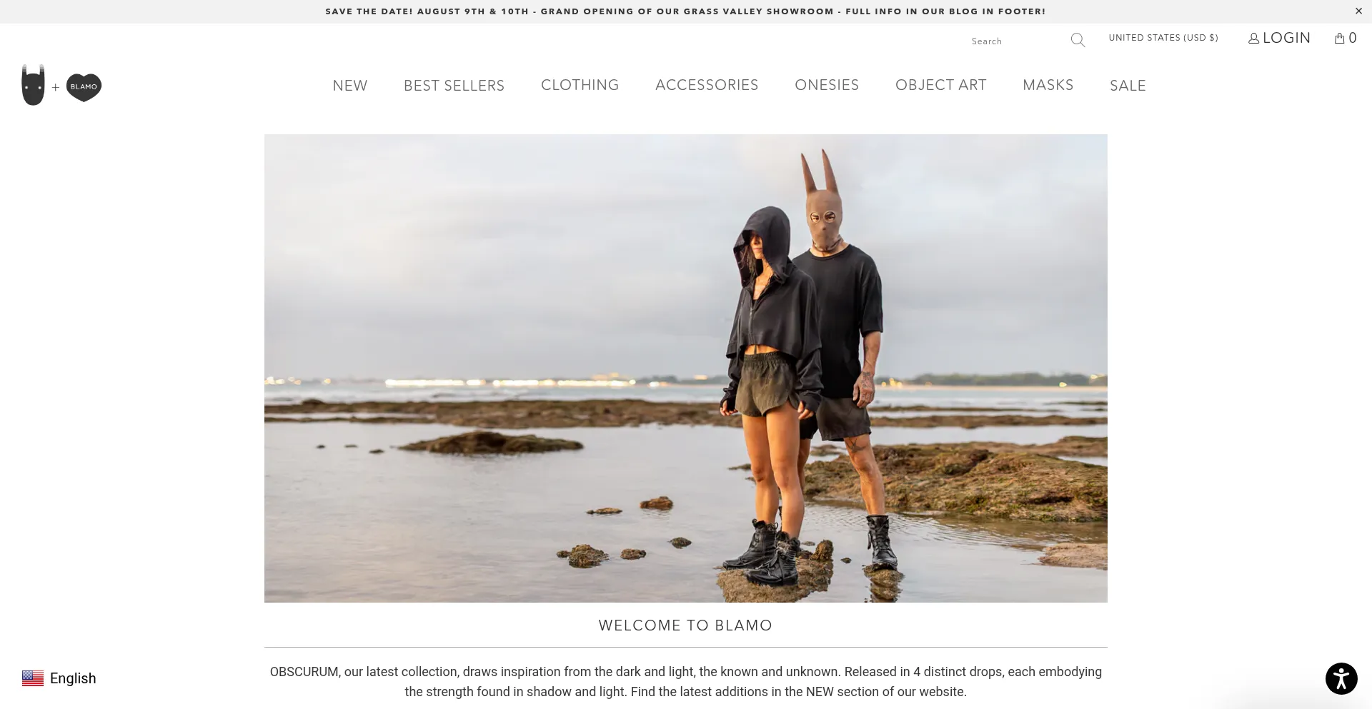 Website screenshot of Blamo.store