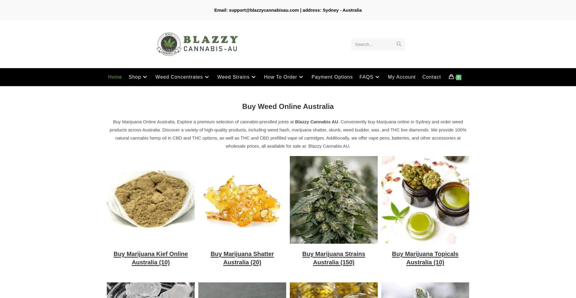 Website screenshot of Blazzycannabisau.com