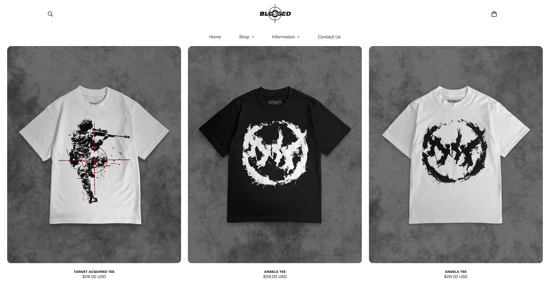 Website screenshot of Blessedapparel.com