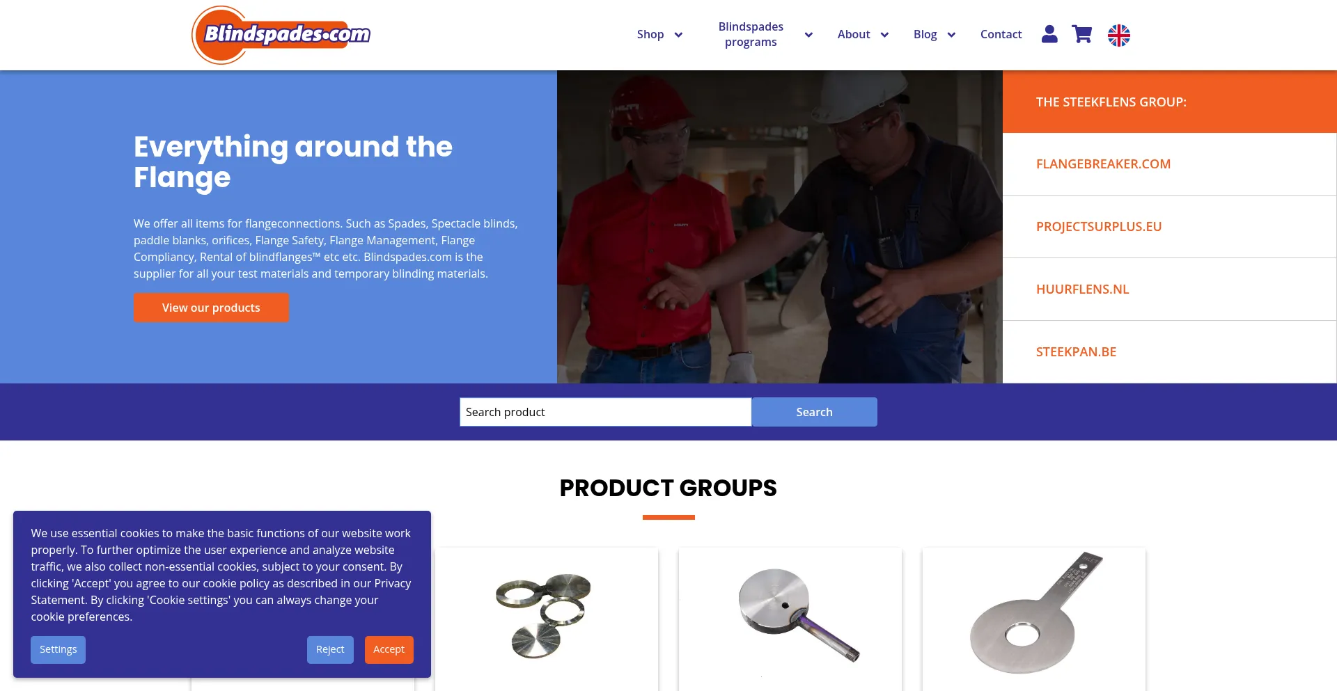 Website screenshot of Blindspades.com