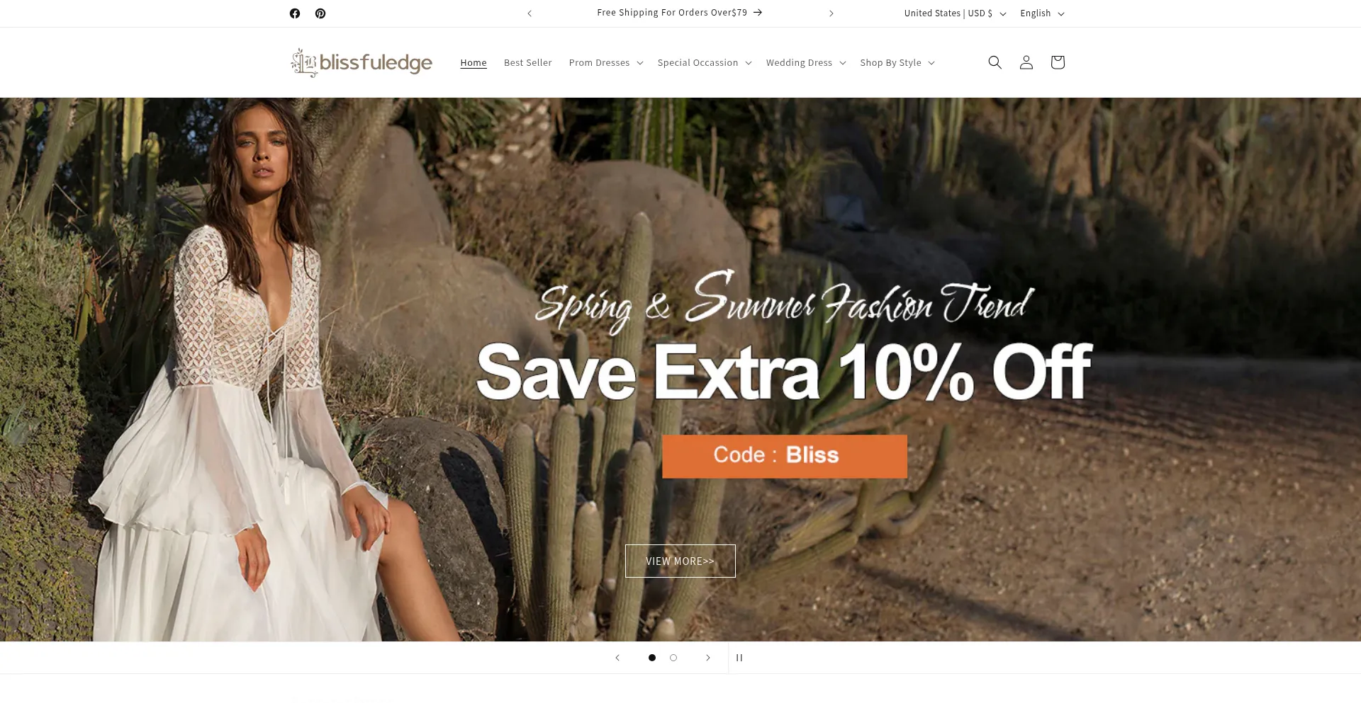 Website screenshot of Blissfuledge.com