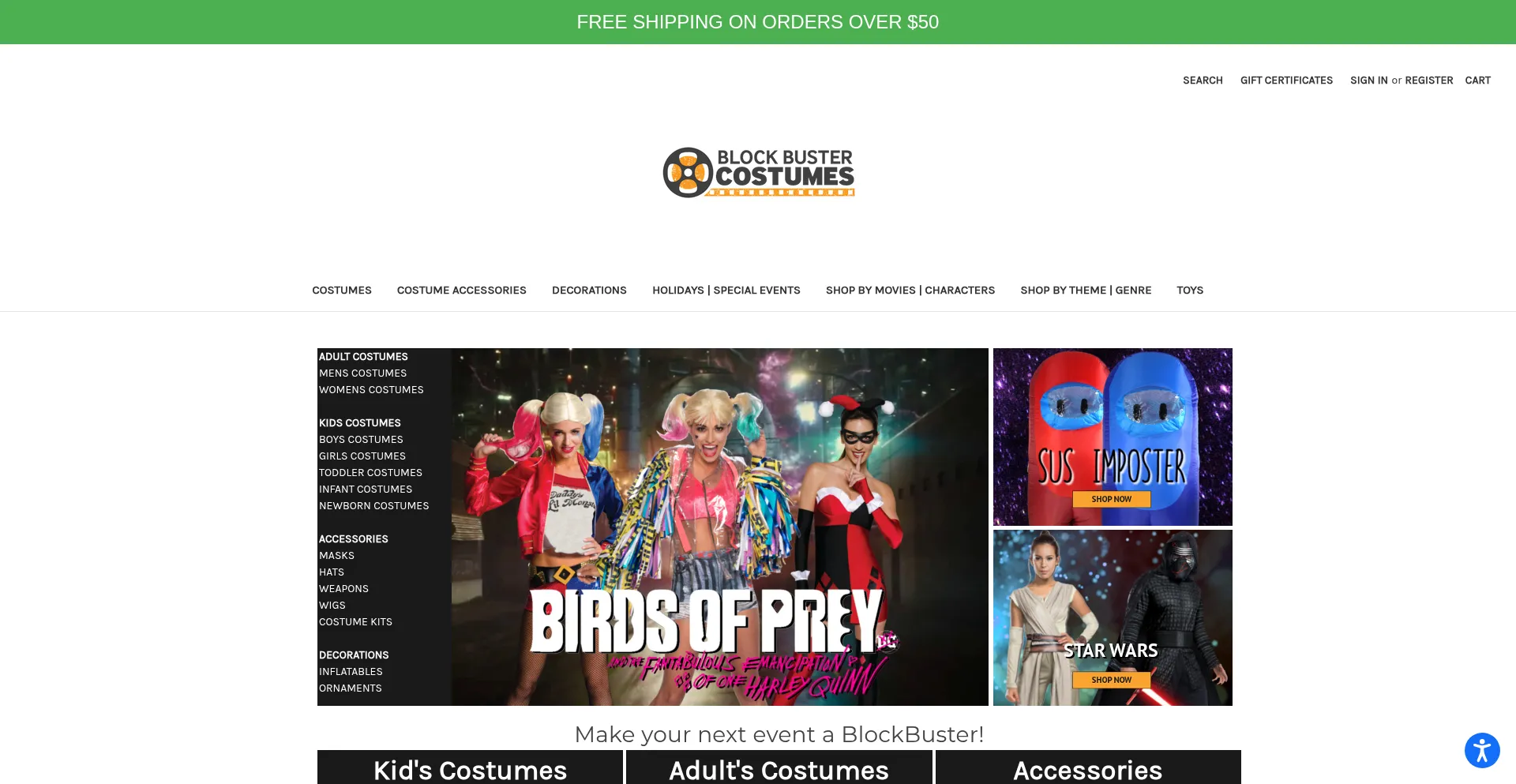 Blockbustercostumes.com Screenshot