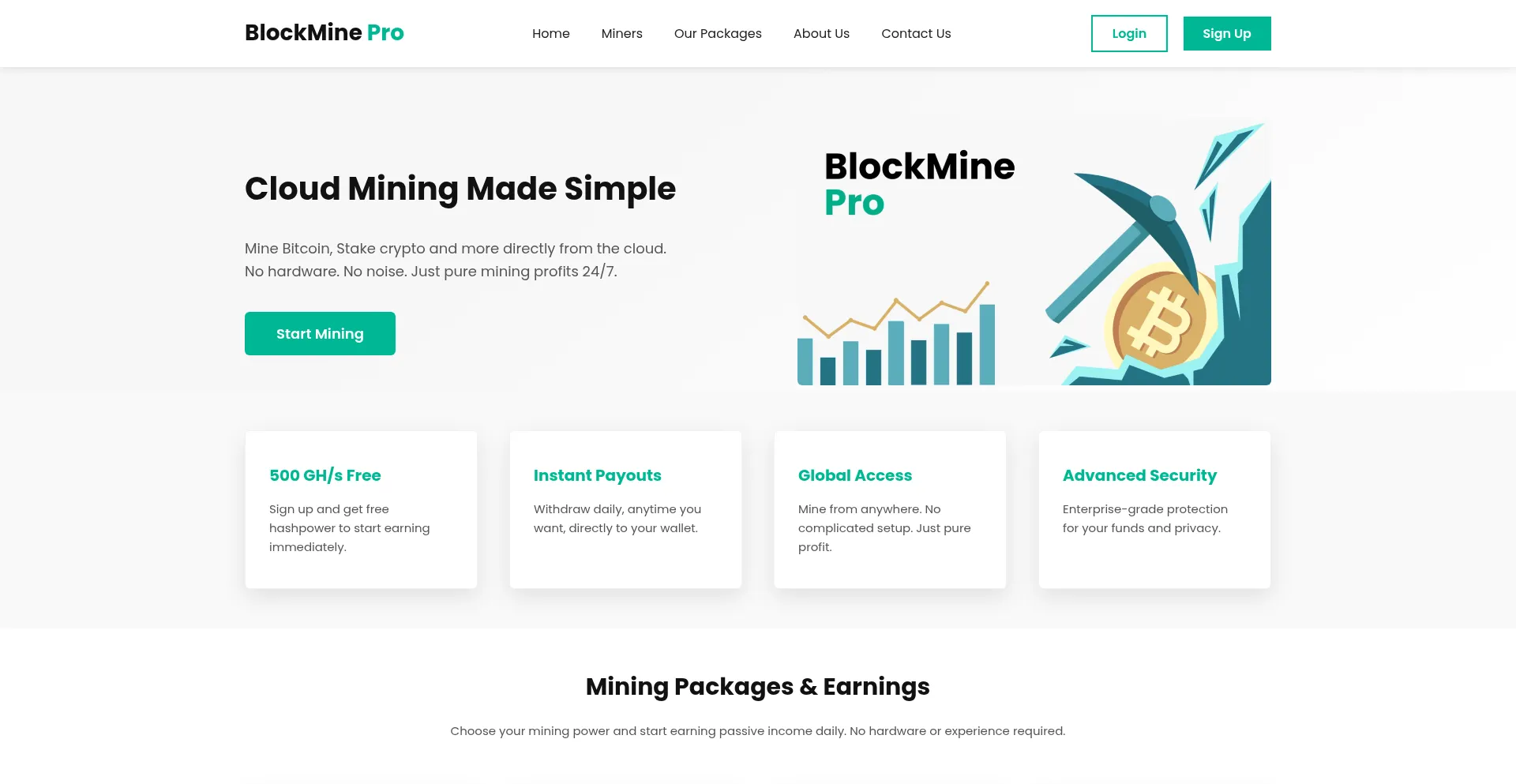 Website screenshot of Blockminepro.com