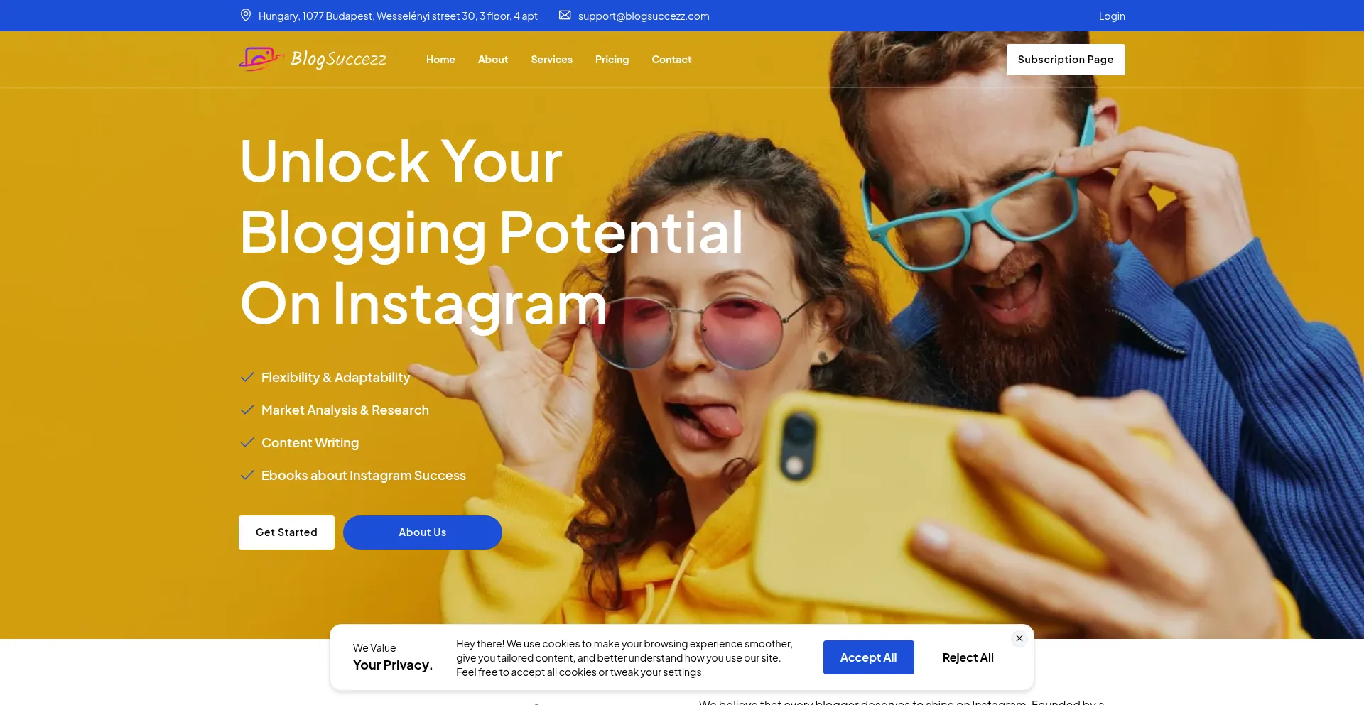 Website screenshot of Blogsuccezz.com