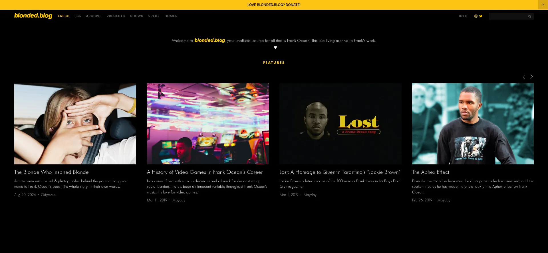 Website screenshot of Blonded.blog