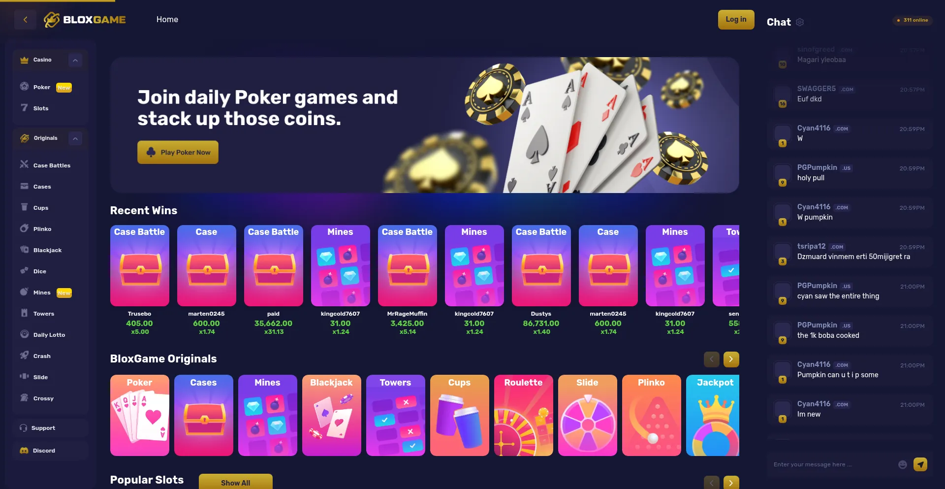 Website screenshot of Bloxgame.com