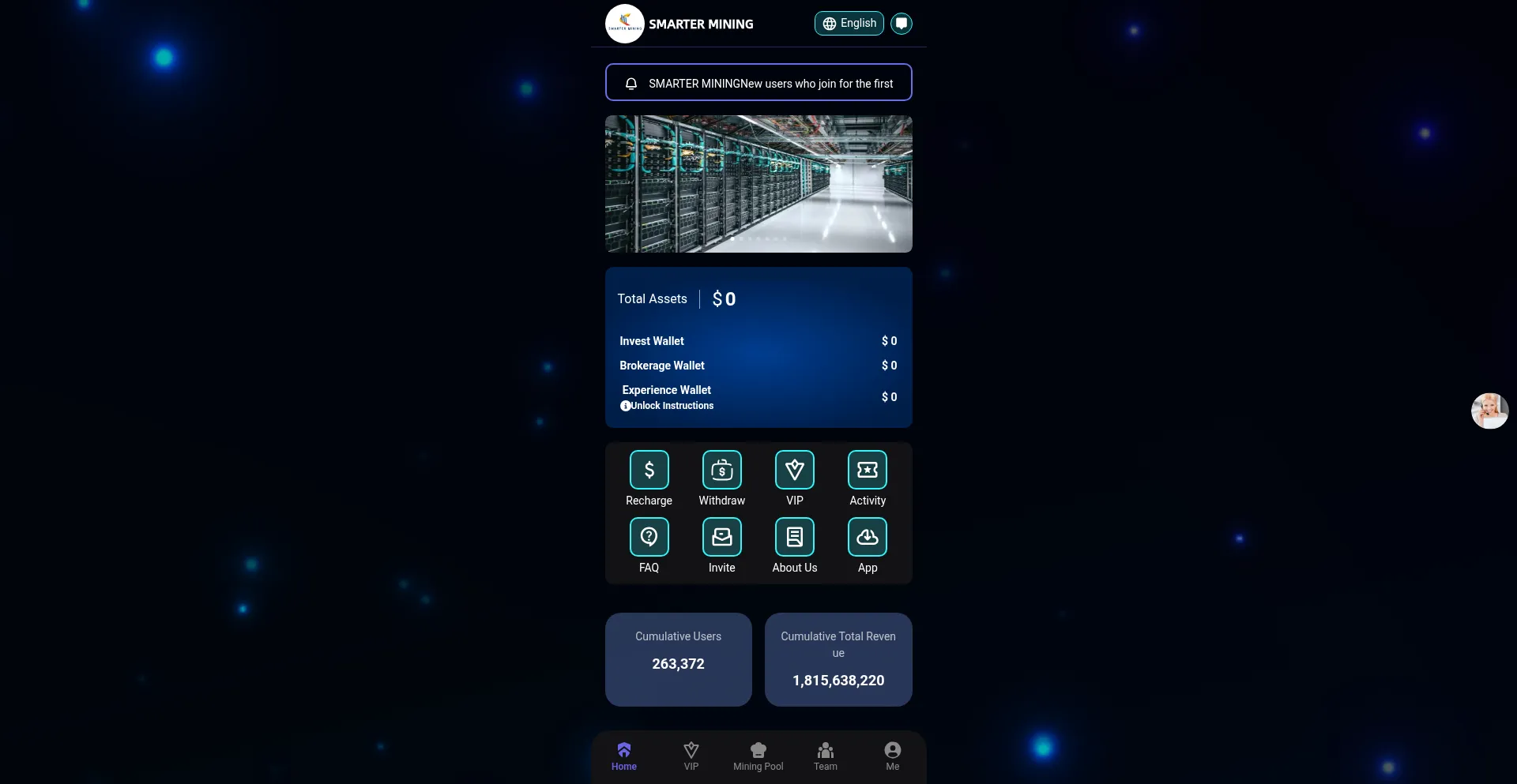 Website screenshot of Blue-mining.vip