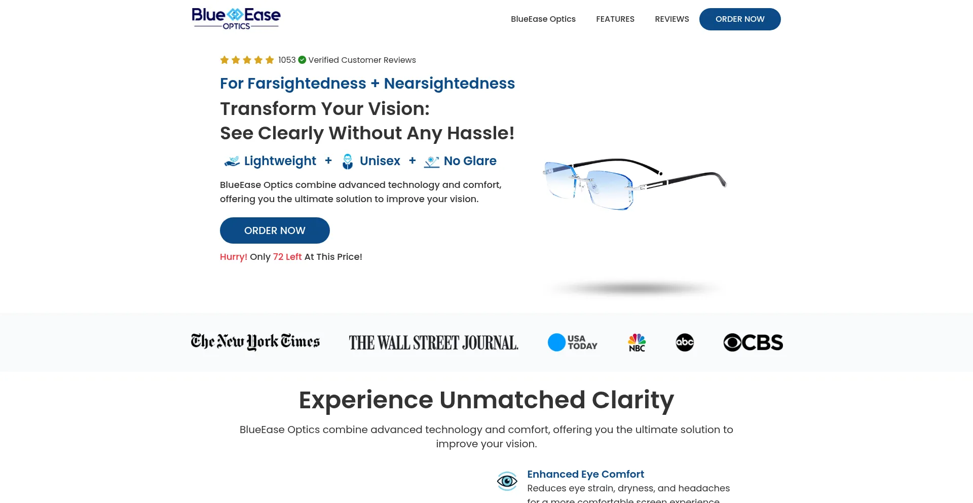 Website screenshot of Blueease-optics.com