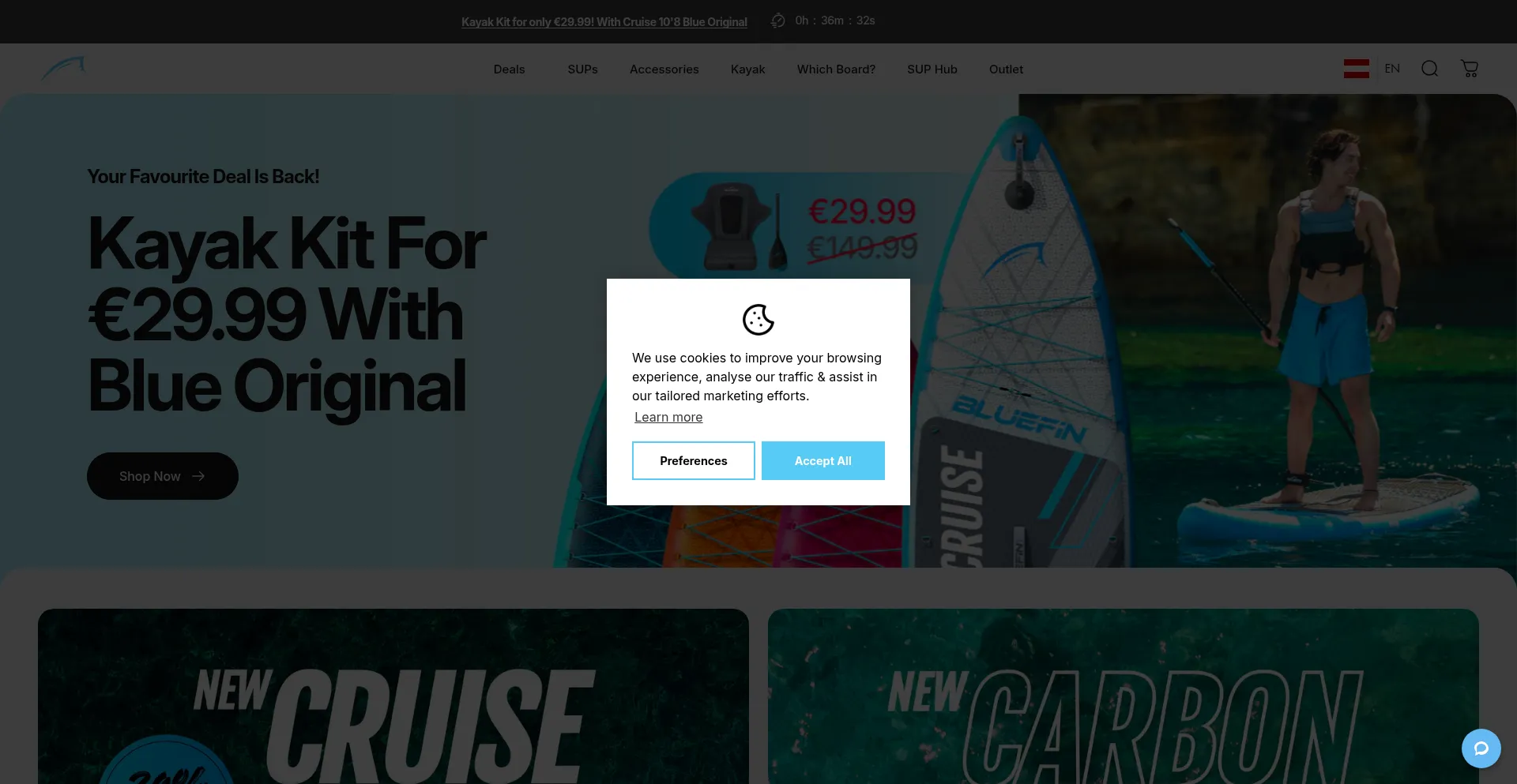 Website screenshot of Bluefinsupboards.eu