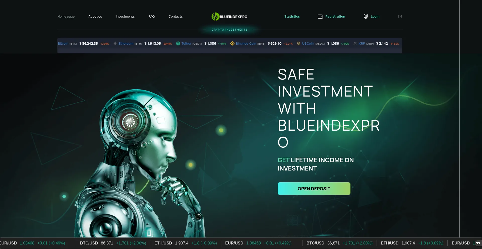 Website screenshot of Blueindexpro.com