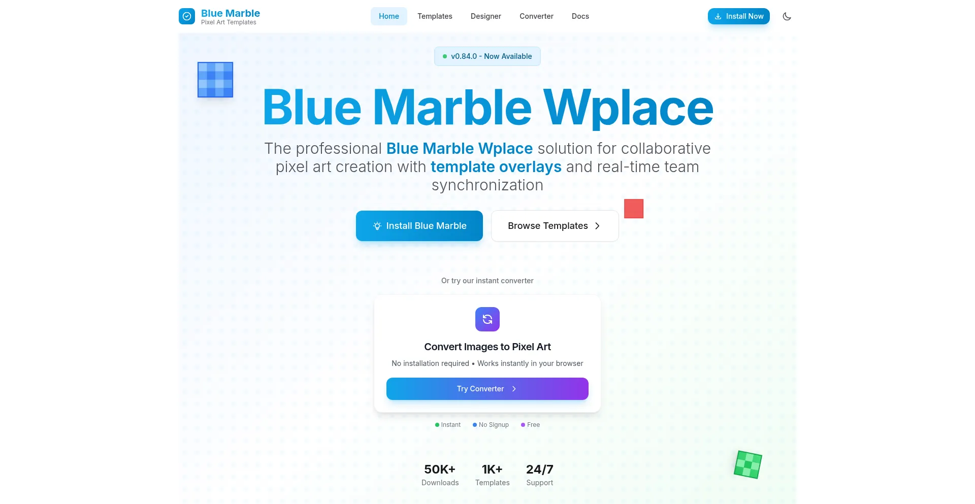 Website screenshot of Bluemarblewplace.com