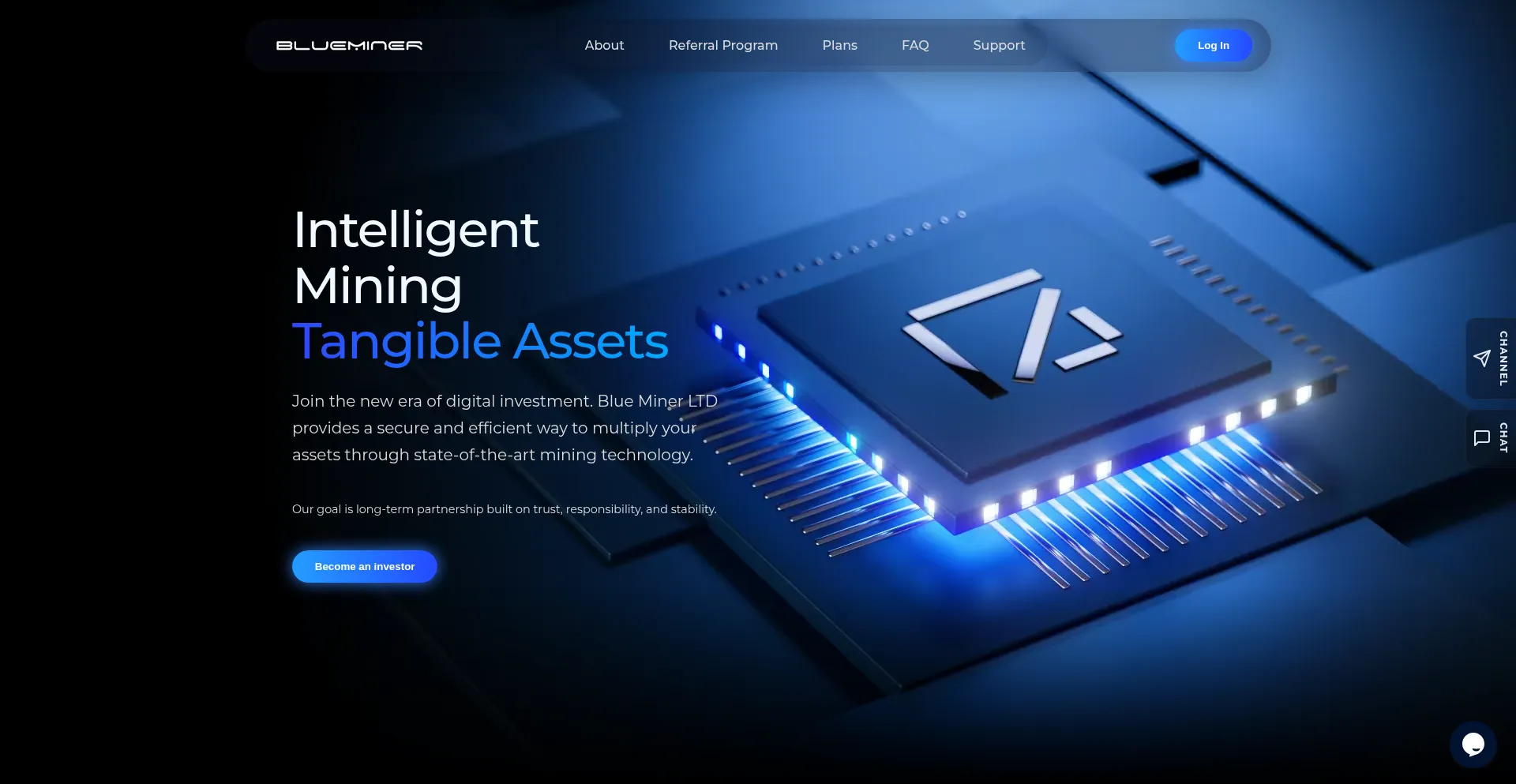 Website screenshot of Blueminer.cc
