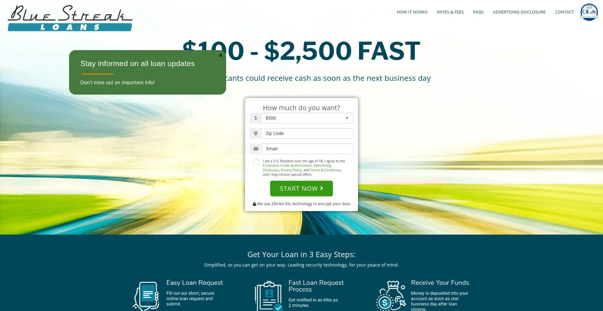 Bluestreakloans.com 安全可靠吗？