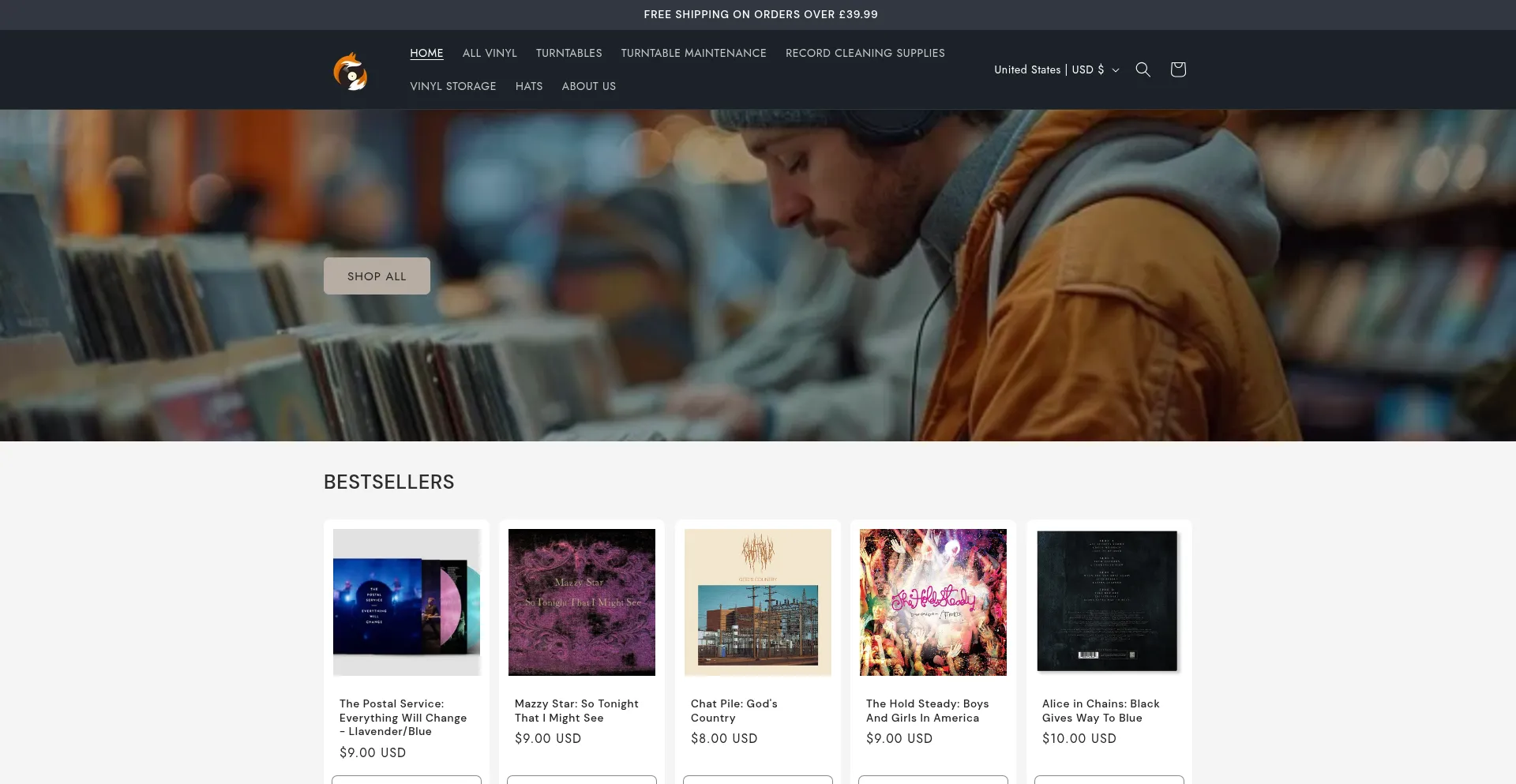 Website screenshot of Bluevinyls.com