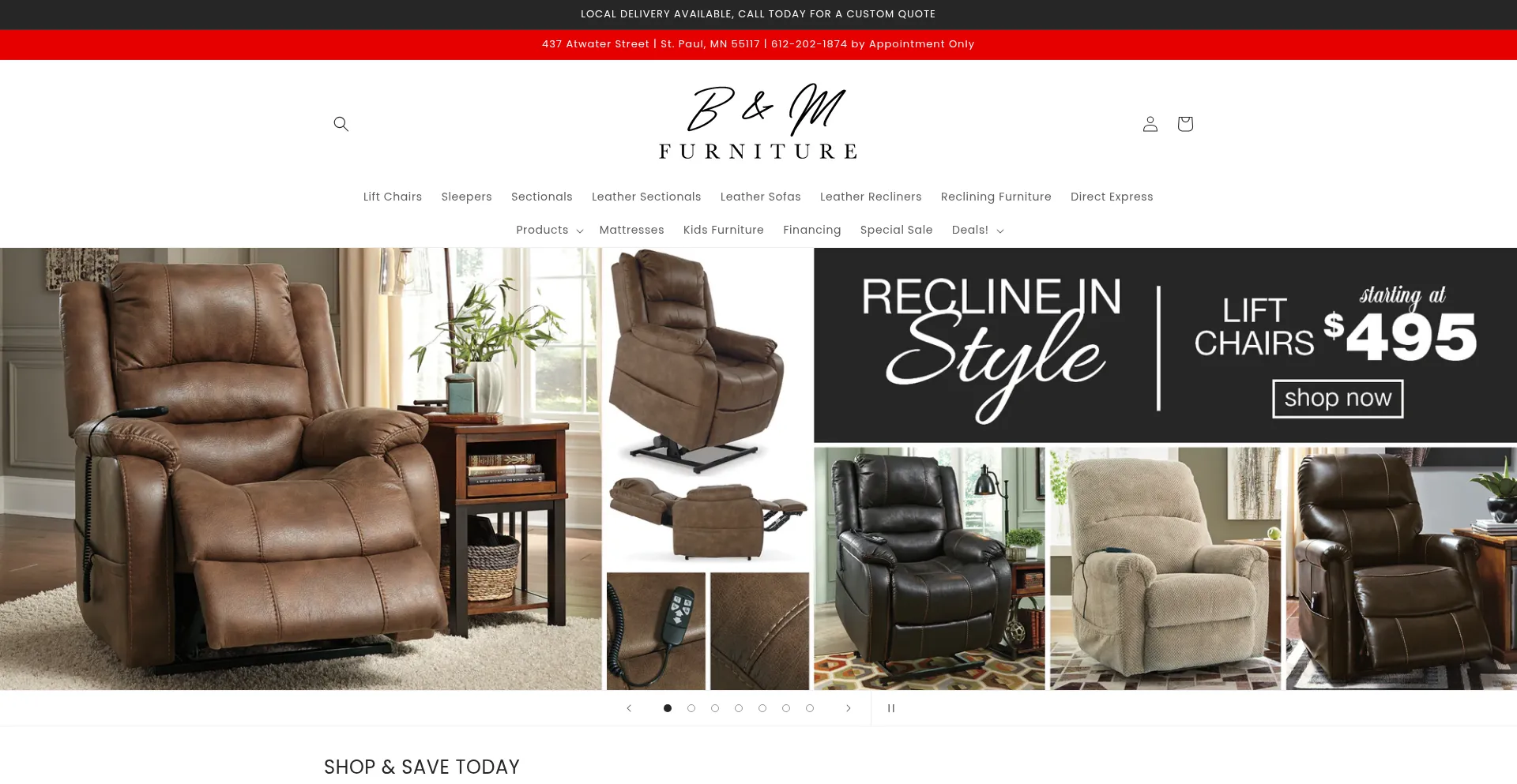 Website screenshot of Bmfurnitureonline.com