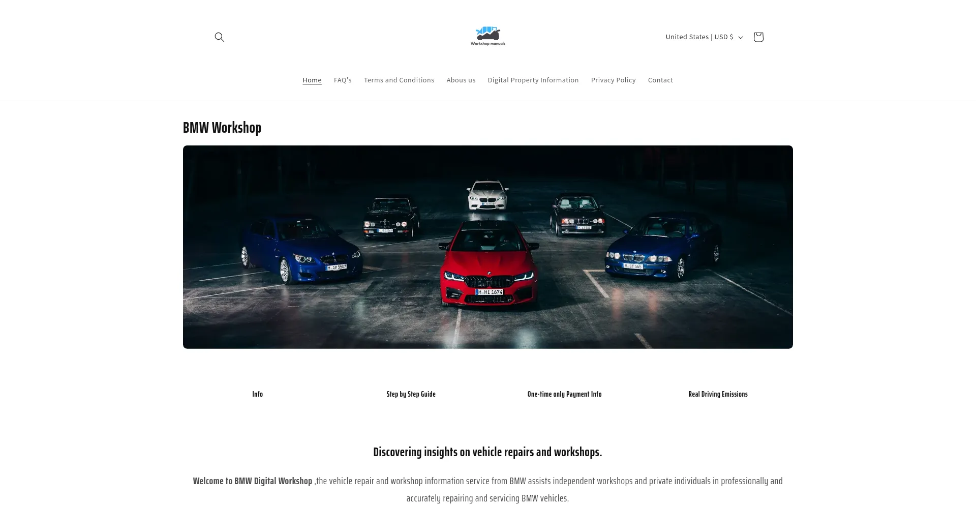 Website screenshot of Bmwmanuals.co.uk