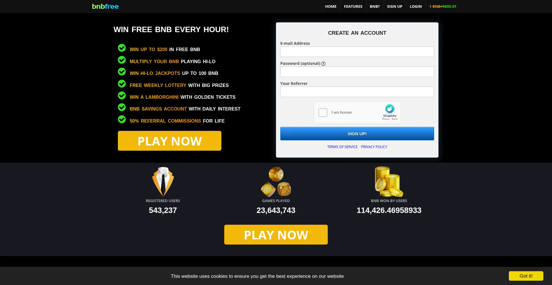 Website screenshot of Bnbfree.in